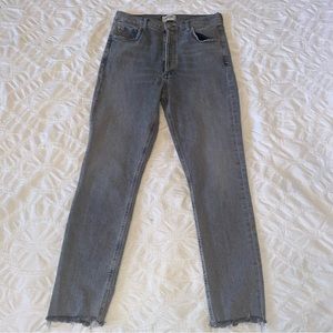 Agolde gray/black high rise straight leg jeans